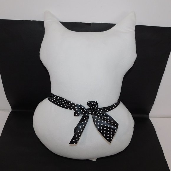 Cozy Accents 16" Plush Stuffed  White Cat Silhouette  throw Pillow Cushion - Picture 3 of 5